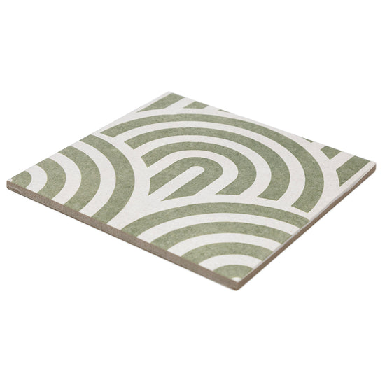 Verity Waves 8" x 8" Verde Porcelain Matte Tile