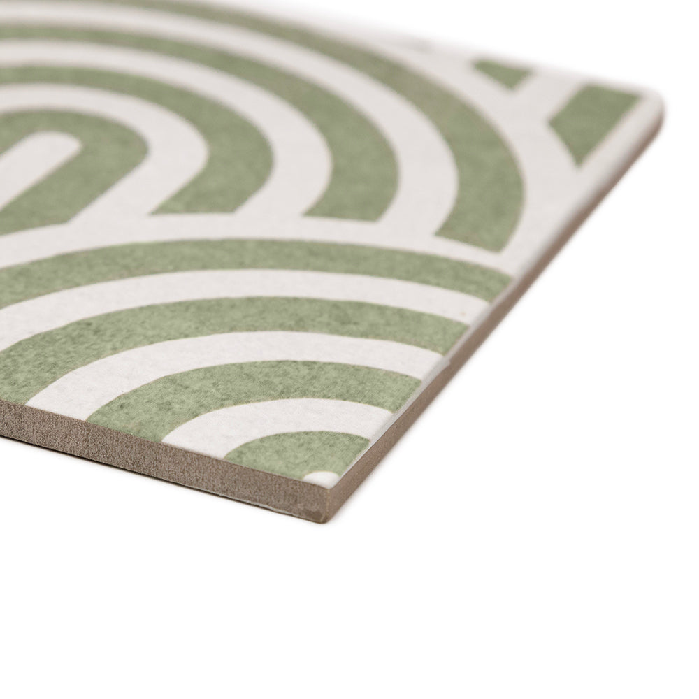 Verity Waves 8" x 8" Verde Porcelain Matte Tile