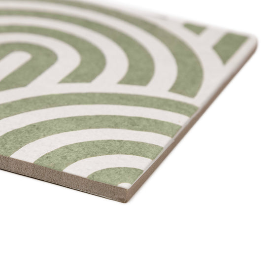 Verity Waves 8" x 8" Verde Porcelain Matte Tile