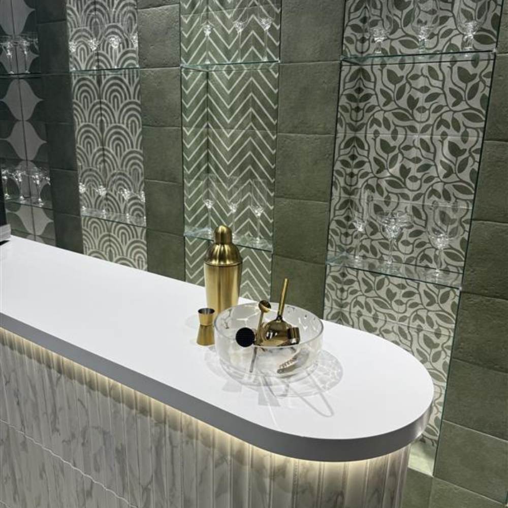 Verity Waves 8" x 8" Verde Porcelain Matte Tile