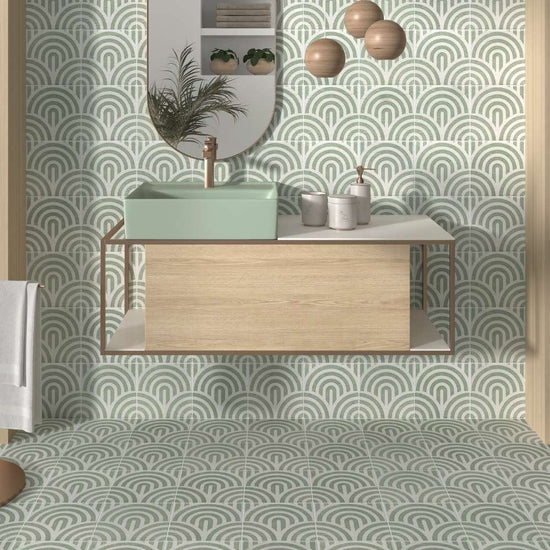 Verity Waves 8" x 8" Verde Porcelain Matte Tile