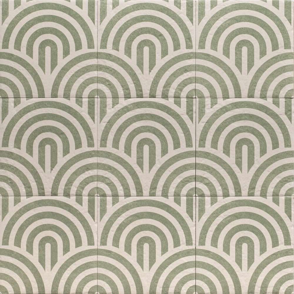 Verity Waves 8" x 8" Verde Porcelain Matte Tile