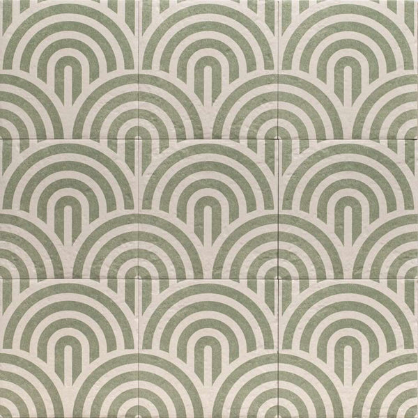 Verity Waves 8" x 8" Verde Porcelain Matte Tile