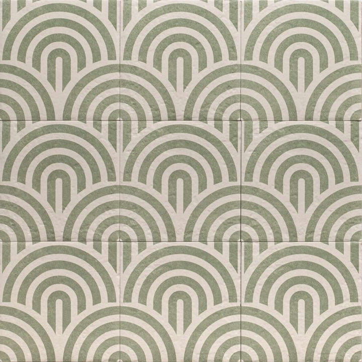 Verity Waves 8" x 8" Verde Porcelain Matte Tile