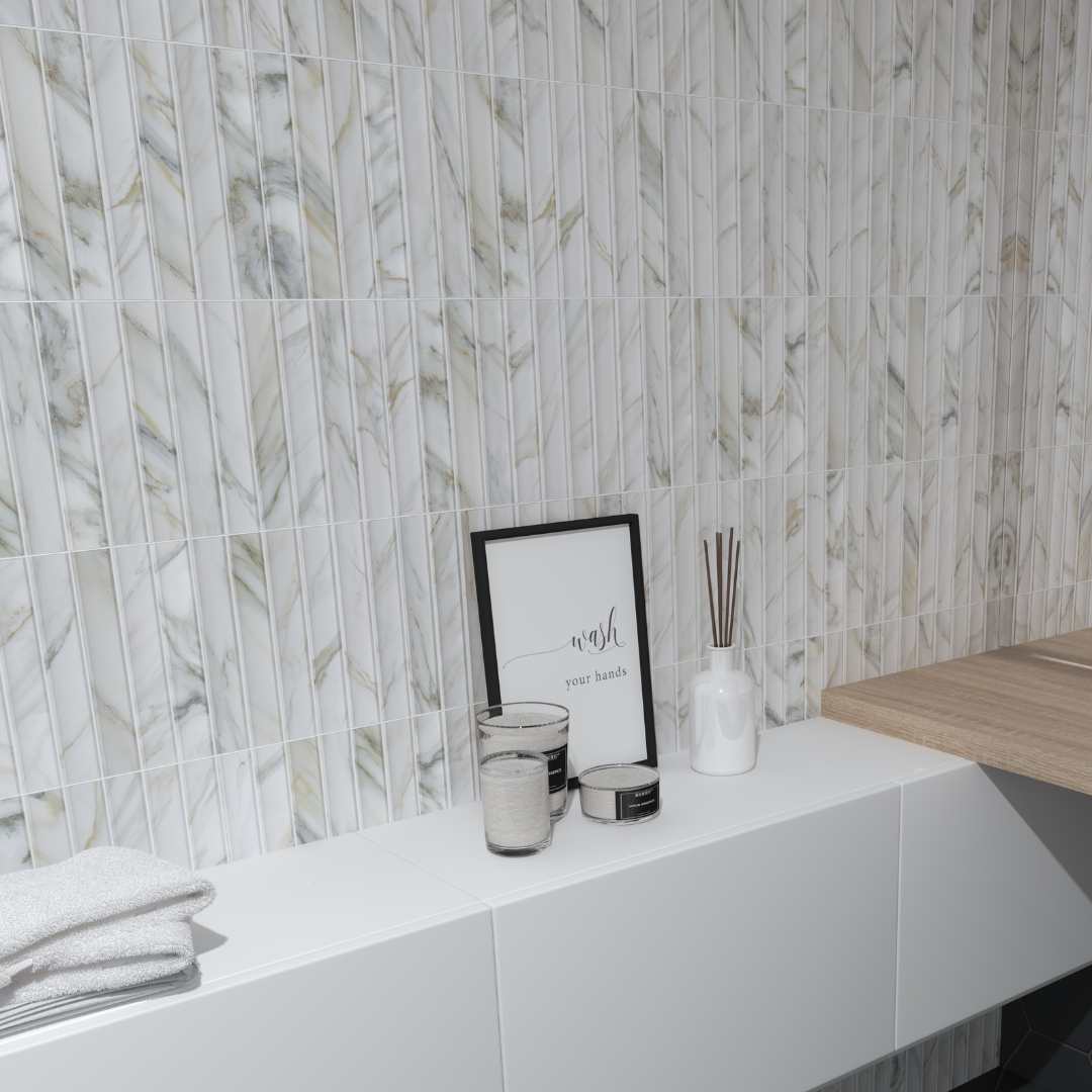 Lyrical 4.5" x 9" Matte Porcelain Fluted Wall Tile