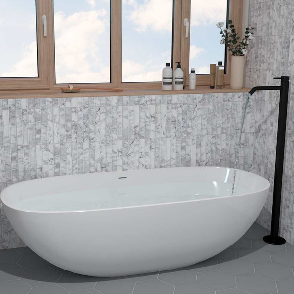 Lyrical Fluted 4.5"x9" Creta Porcelain Matte Tile