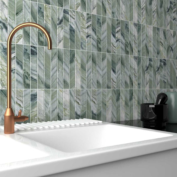 Lyrical Fluted 4.5"x9" Jade Porcelain Matte Tile