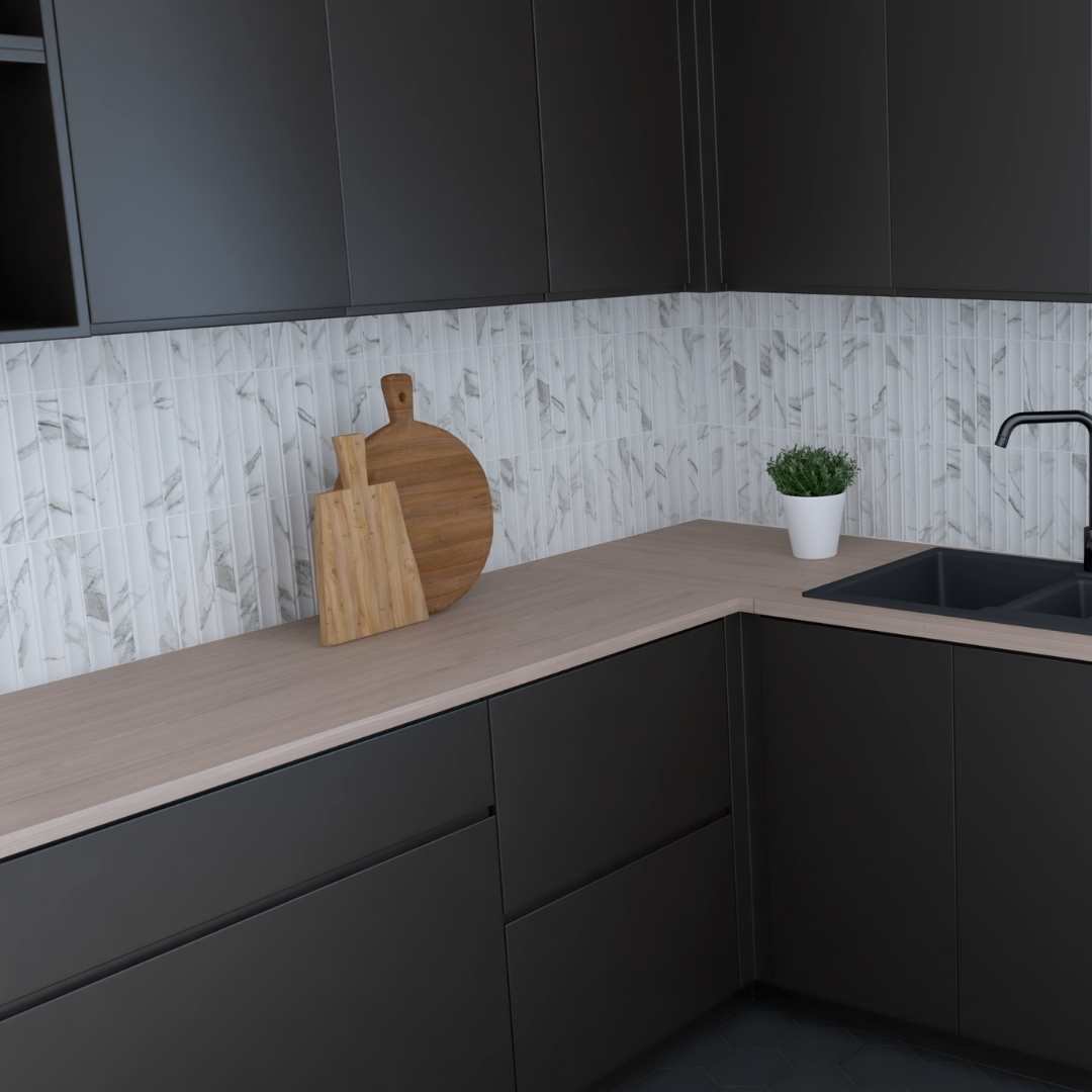 Lyrical 4.5" x 9" Matte Porcelain Fluted Wall Tile