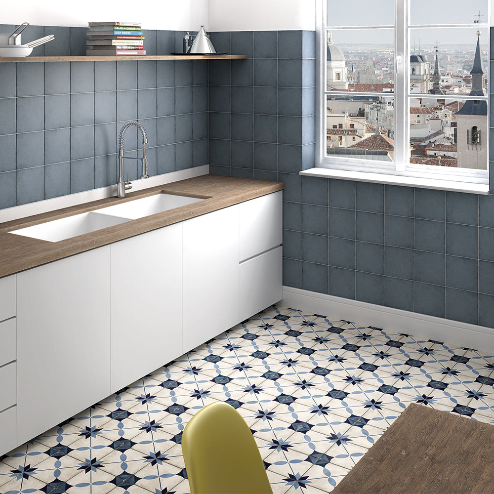 Seville Art 8"x8" Arcade Blue Porcelain Matte Tile