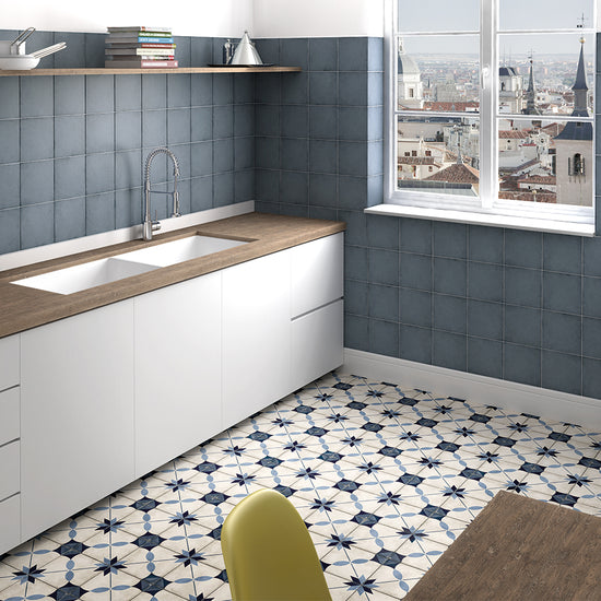Seville Art 8"x8" Arcade Blue Porcelain Matte Tile