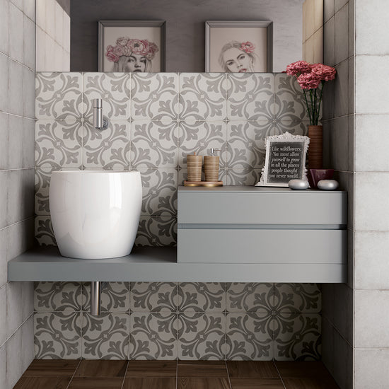 Seville Art 8"x8" La Rambla Grey Porcelain Matte Tile