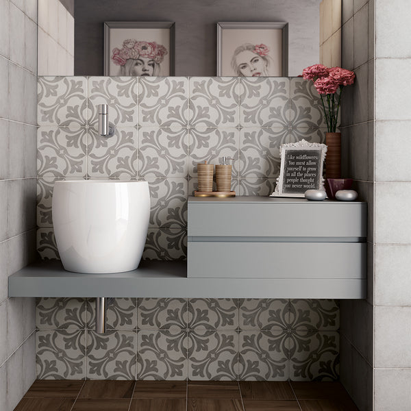 Seville Art 8"x8" La Rambla Grey Porcelain Matte Tile