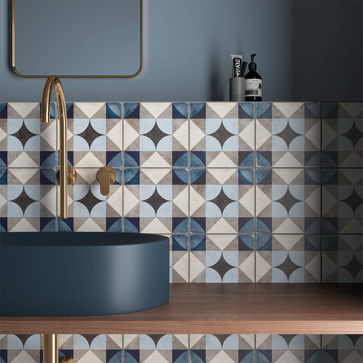 Seville Art 8"x8" Palais Blue Porcelain Matte Tile