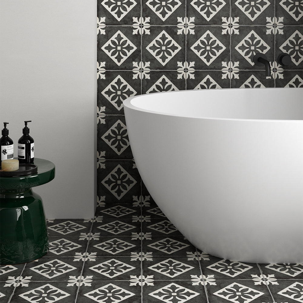Seville Art 8"x8" Padua Black Porcelain Matte Tile