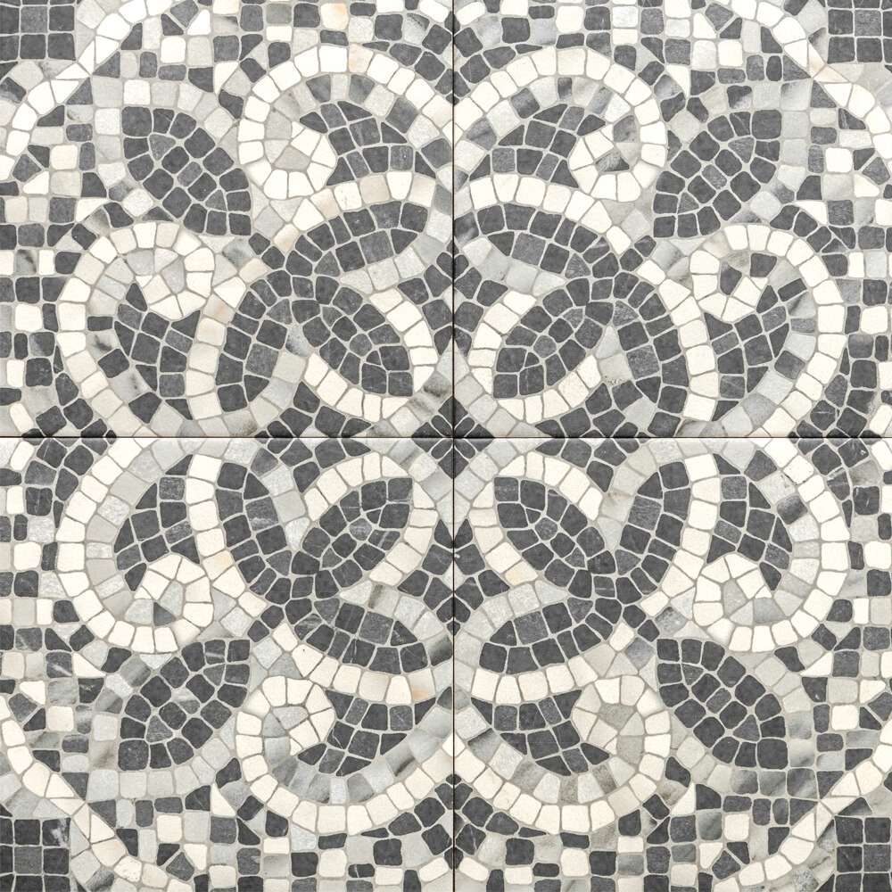 Roman Road 8" x 8" Black Porcelain Satin Tile