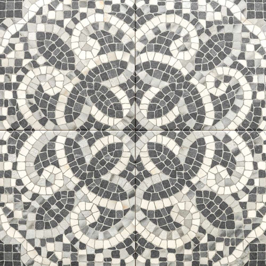 Roman Road 8" x 8" Black Porcelain Satin Tile