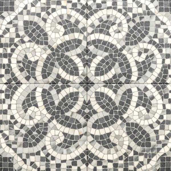 Roman Road 8" x 8" Black Porcelain Satin Tile