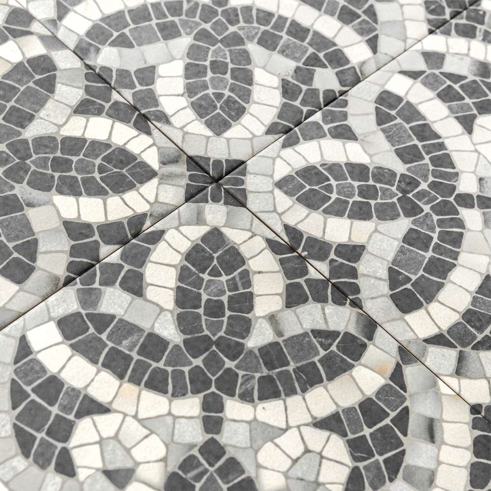 Roman Road 8" x 8" Black Porcelain Satin Tile