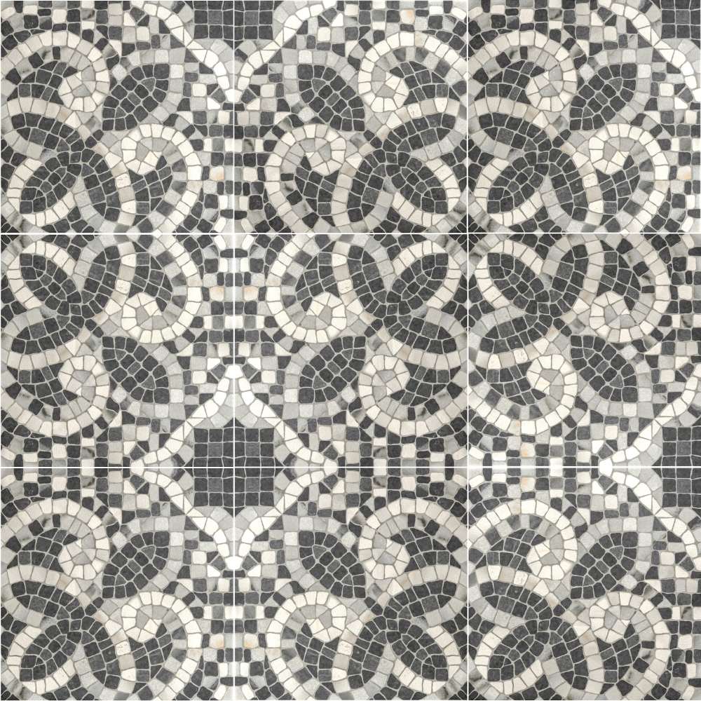 Roman Road 8" x 8" Black Porcelain Satin Tile
