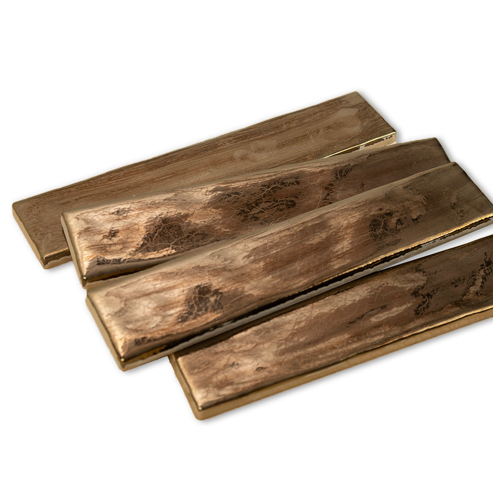 Midas 2" x 10" Gold Ceramic Bright Tile