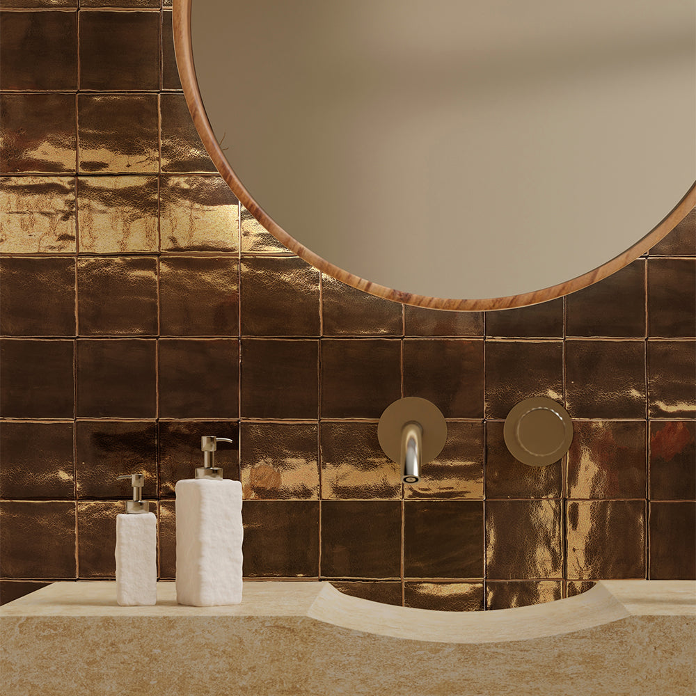 Midas 4"x4" Gold Ceramic Glossy Tile