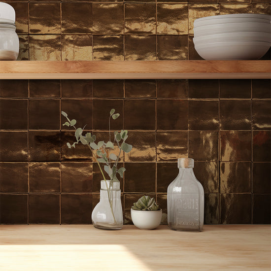 Midas 4"x4" Gold Ceramic Glossy Tile
