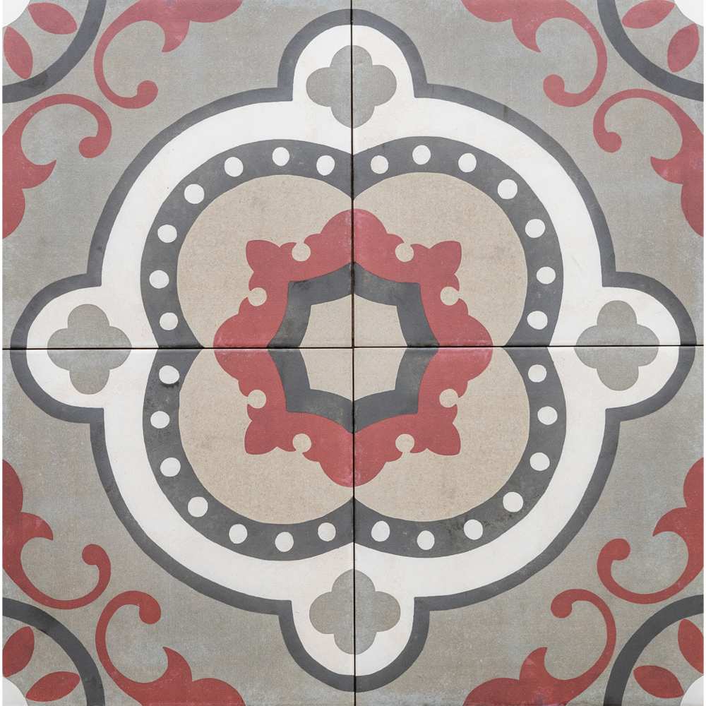 Art Deco 8" x 8" Grenade Porcelain Matte Tile