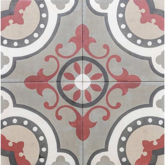 Art Deco 8" x 8" Grenade Porcelain Matte Tile