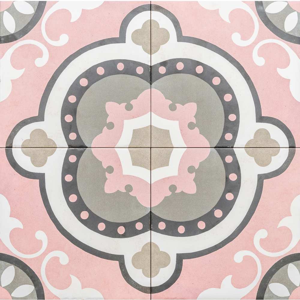 Art Deco 8" x 8" Rose Porcelain Matte Tile