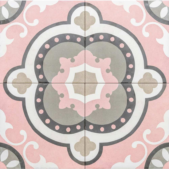 Art Deco 8" x 8" Rose Porcelain Matte Tile