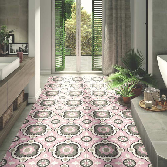 Art Deco 8" x 8" Rose Porcelain Matte Tile