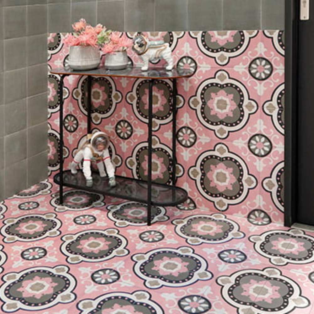 Art Deco 8" x 8" Rose Porcelain Matte Tile
