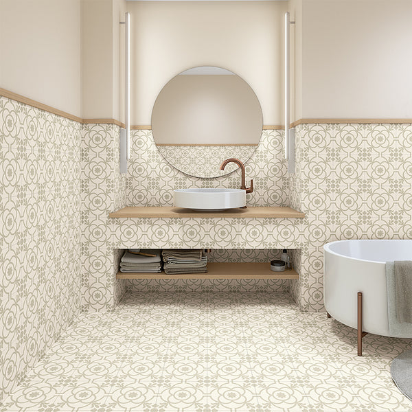 Kindred 8"x8" Bone Porcelain Matte Tile