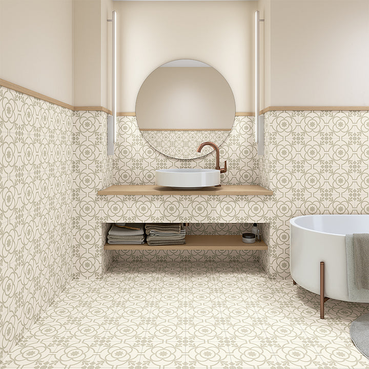 Kindred 8"x8" Bone Porcelain Matte Tile