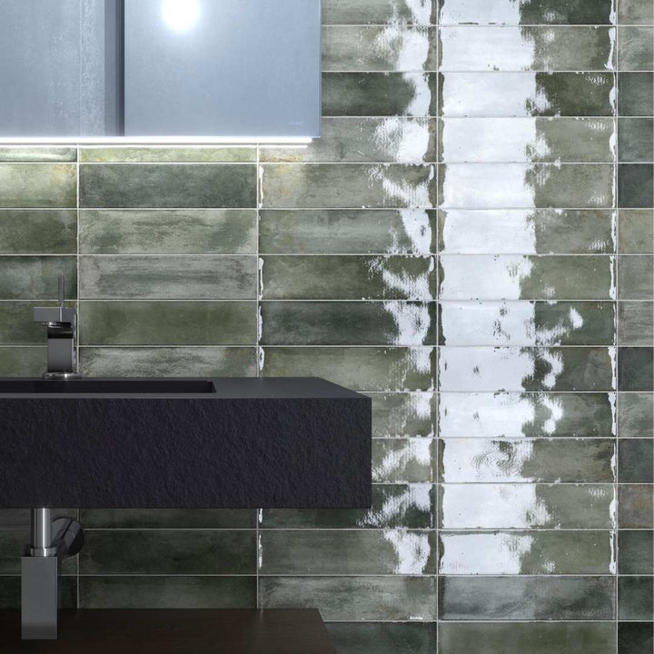 Avila 3" x 12" Green Ceramic Glossy Tile