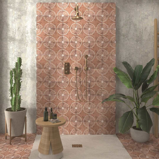 Amanecer 8" x 8" Satin Porcelain Patterned Floor & Wall Tile