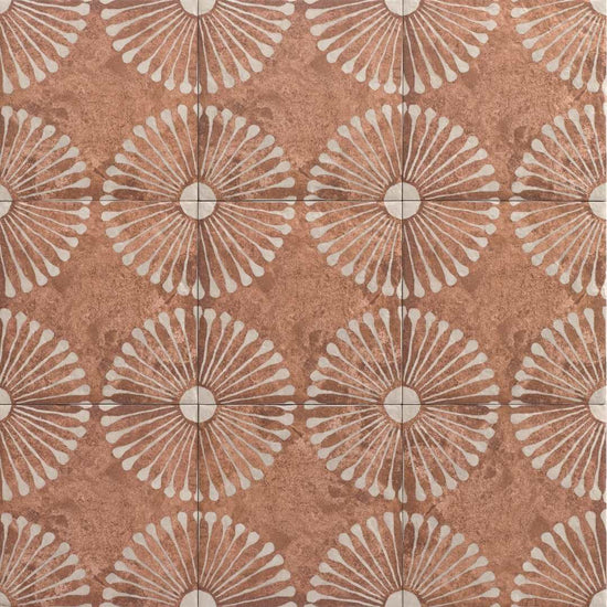 Amanecer 8" x 8" Satin Porcelain Patterned Floor & Wall Tile