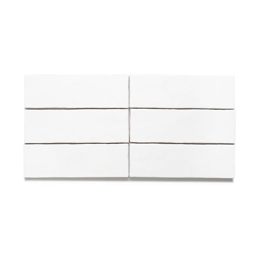 Zellige 2.5"x8" All White Ceramic Glossy Tile