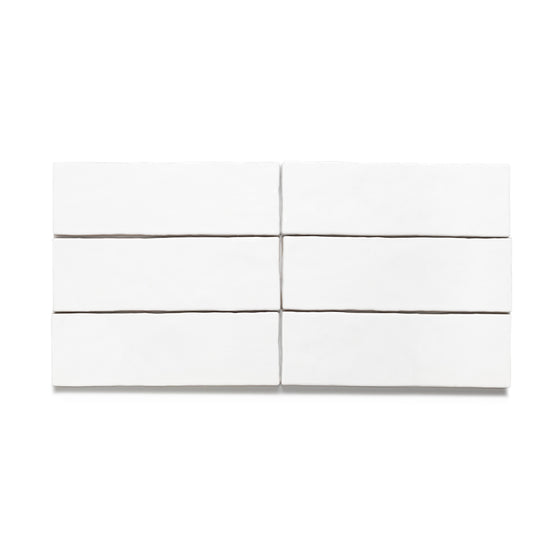 Zellige 2.5"x8" All White Ceramic Glossy Tile