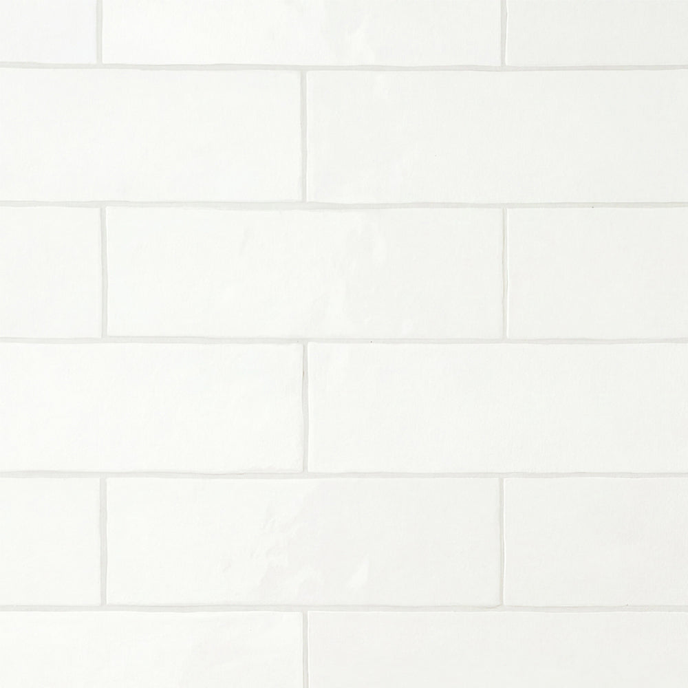 Zellige 2.5"x8" All White Ceramic Glossy Tile