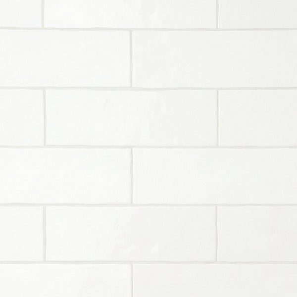 Zellige 2.5"x8" All White Ceramic Glossy Tile