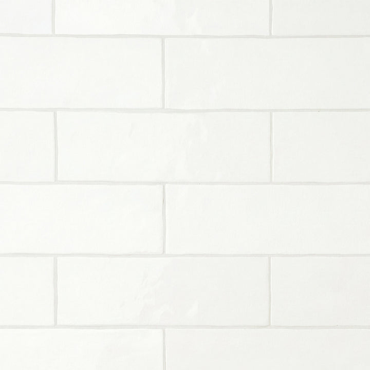 Zellige 2.5"x8" All White Ceramic Glossy Tile