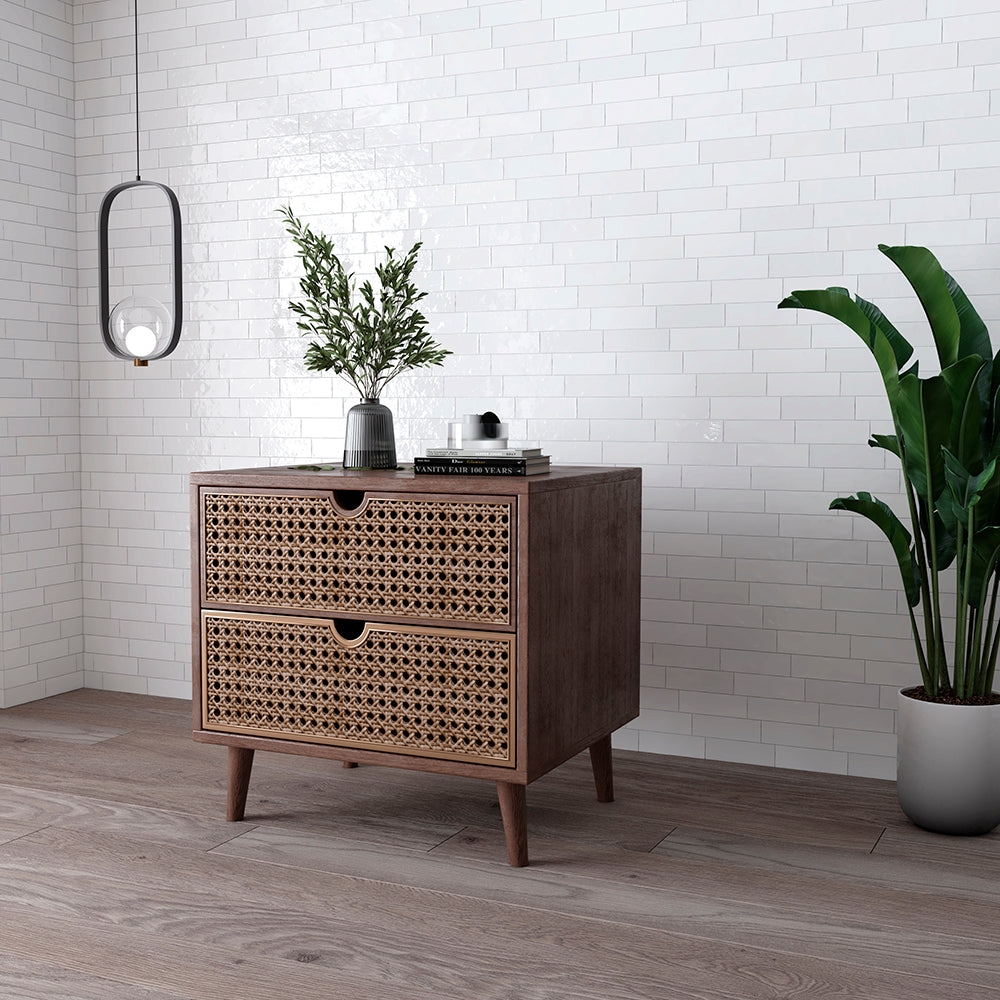 Zellige 2.5 "x 8" Blanco Ceramic Glossy Tile