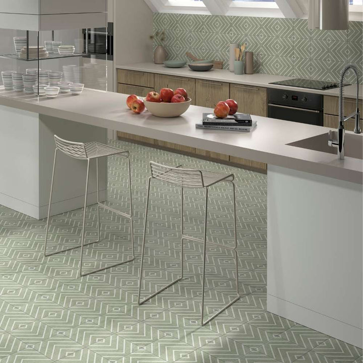 Verity Woven 8" x 8" Verde Porcelain Matte Tile