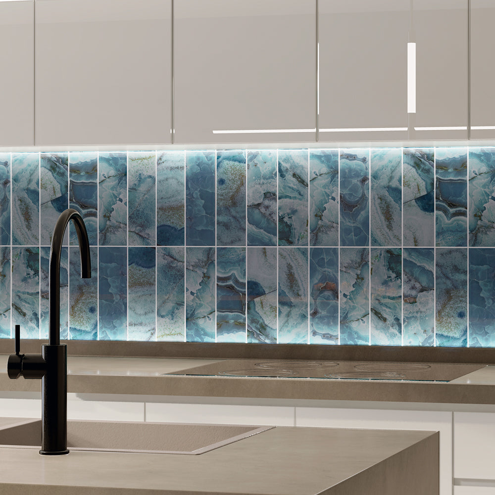 Isla 4" x 12" Aqua Ceramic Glossy Tile