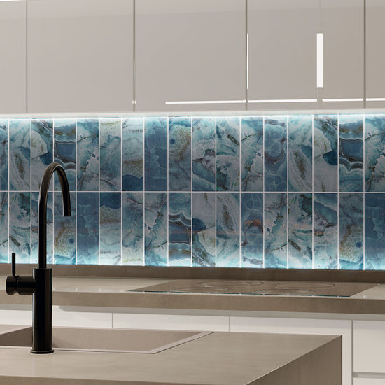 Isla 4" x 12" Aqua Ceramic Glossy Tile