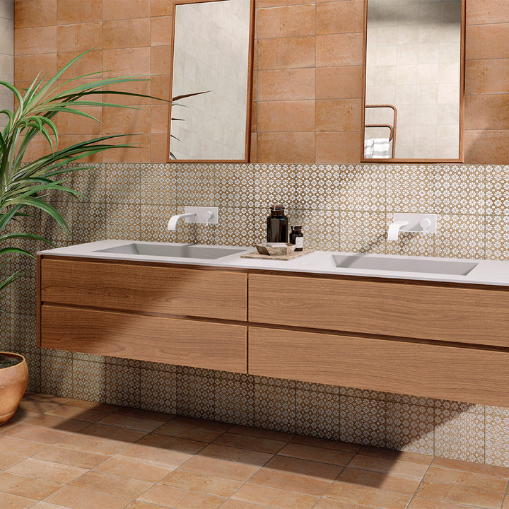 Roman Road 8"x8" Bejmat Porcelain Glossy Tile