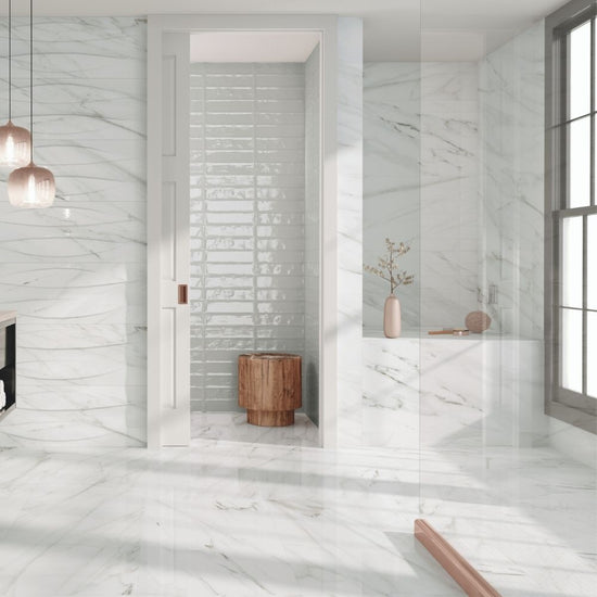 Belus 24" x 48" White Porcelain Polished Tile