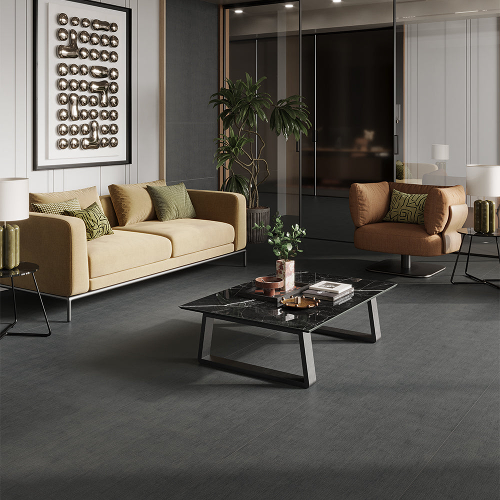 Linen Tweed 12"x24" Graphite Porcelain Matte Tile
