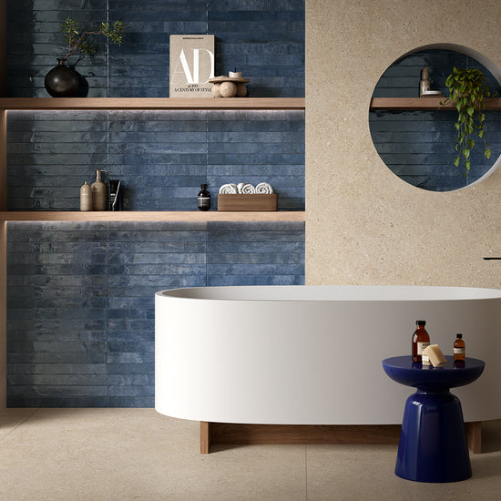 Aria 2" x 18" Indigo Blue Porcelain Glossy Tile